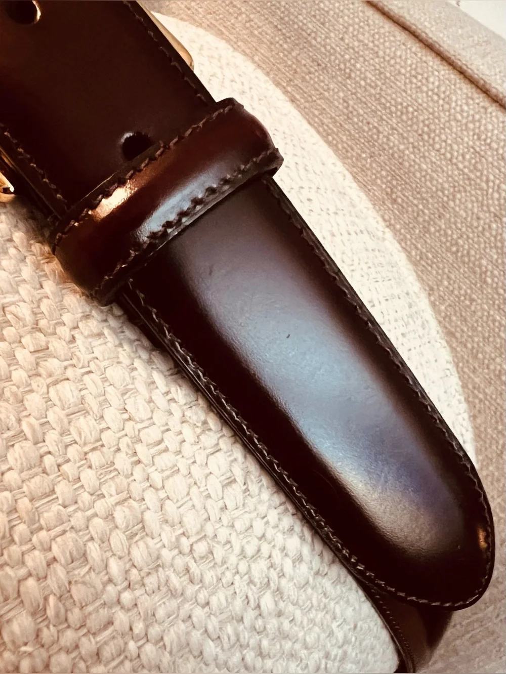 Cole Haan Men's Dark Brown Leather Dress Belt with Gold Buckle Size 36/90.
